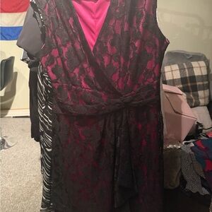 Cleo Black Lace Dress with Pink Lining